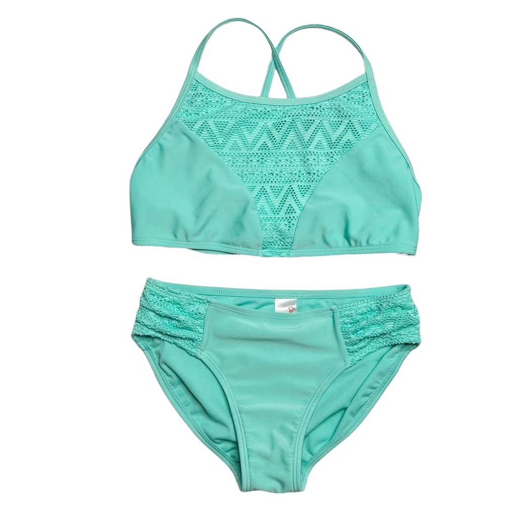 EUC Cat & Jack bikini with crochet front and sides.